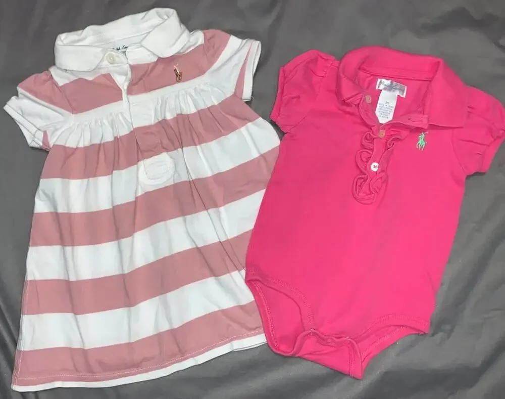 (3-6 months)Ralph Lauren Baby Girl Dress and Polo Bodysuit